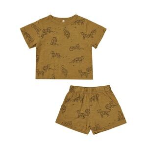 Rylee + Cru Tan Kids Matching Set with Animal Print